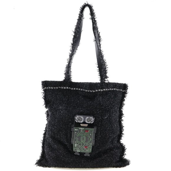 CHANEL robot Tote Bag  COCO Mark Black / SilverHardware tweed unisex - Picture 1 of 10